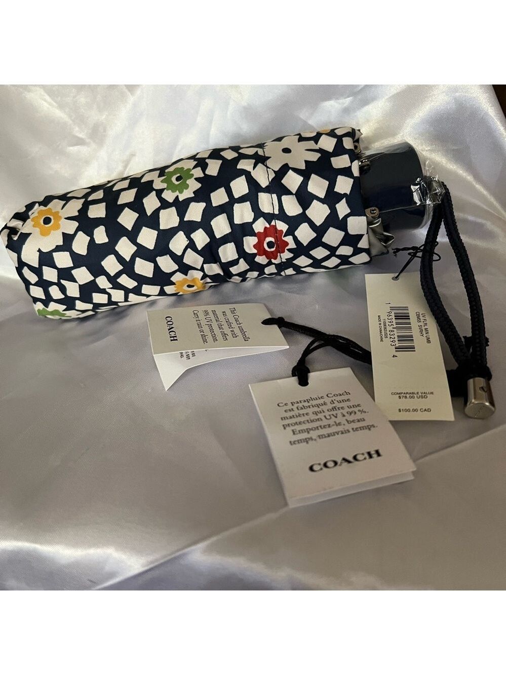 COACH Blue Floral Patterned Umbrella NWT